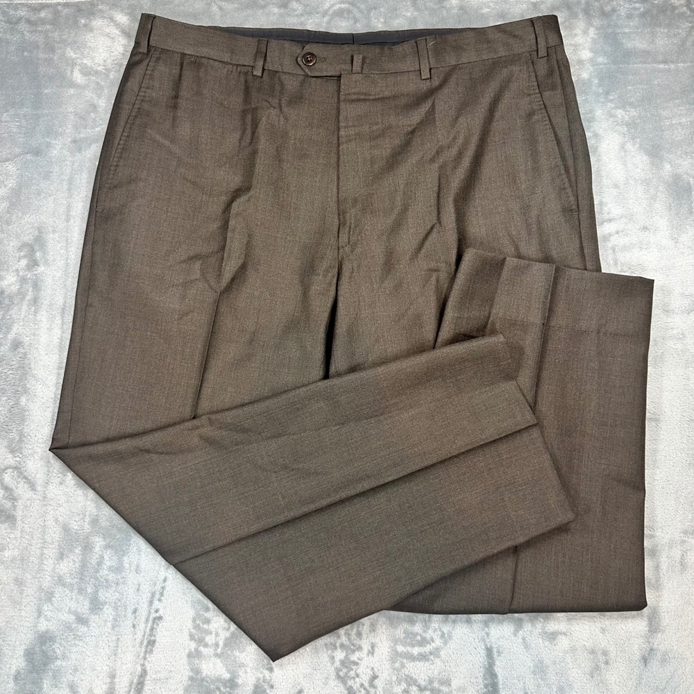 Ermenegildo Zegna Mens 40 Brown 100% Wool Flat Front Dress Pants Portugal 75LB02